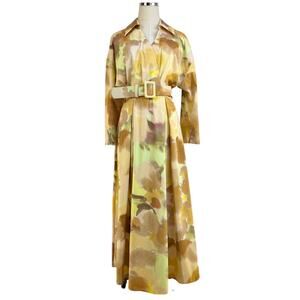 Exquise Brooklyn Dress Watercolor Belted Cotton Yellow Orange Pastels